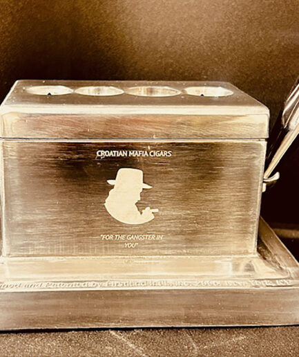 Croatian Mafia Cigars Laser Engraved Quad Table Cigar Cutter, Brushed Finish